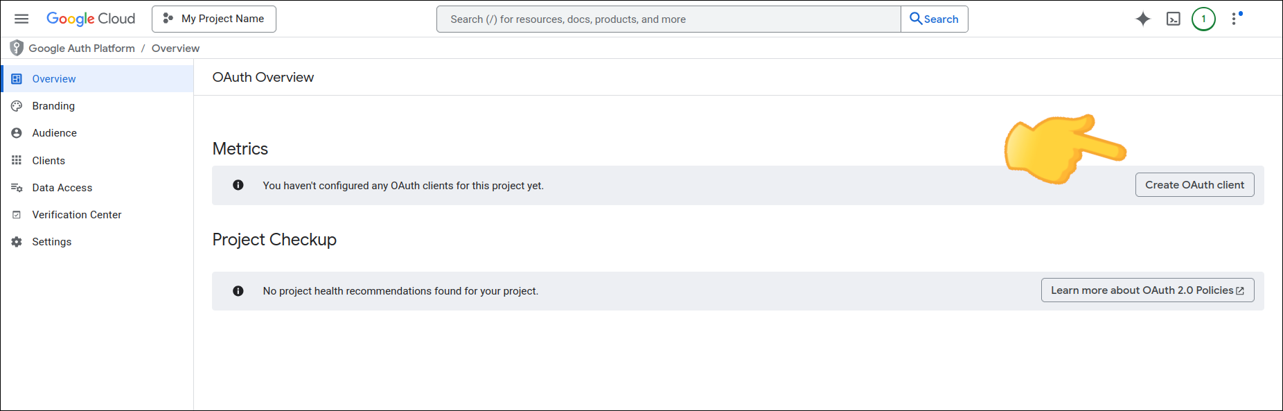gsuite create oauth client button