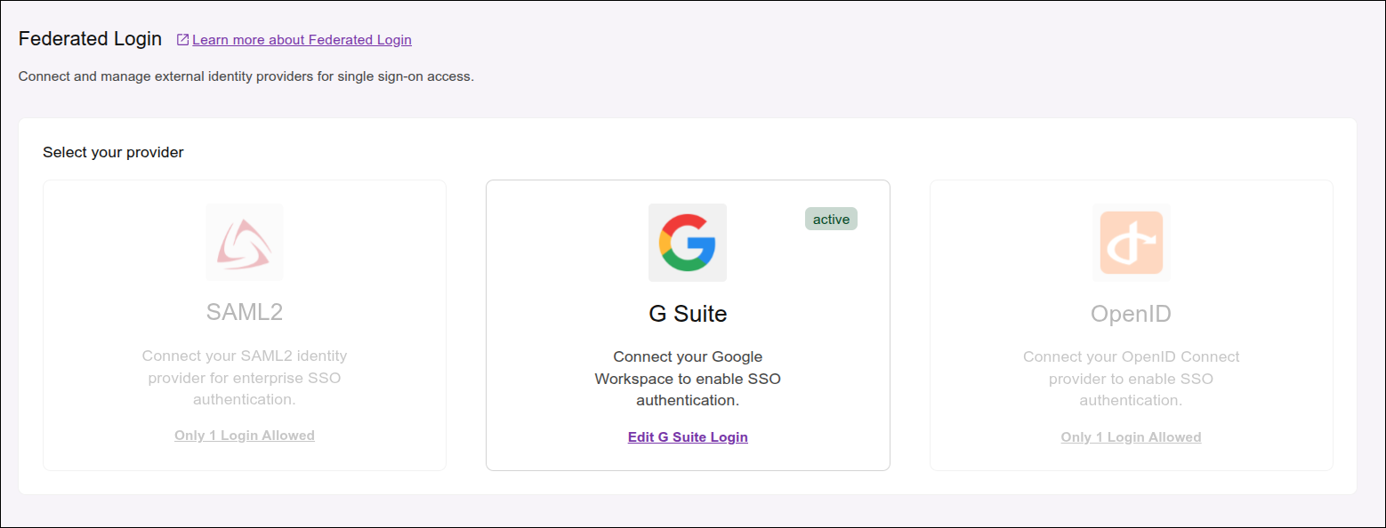 Screen with only one active login provider