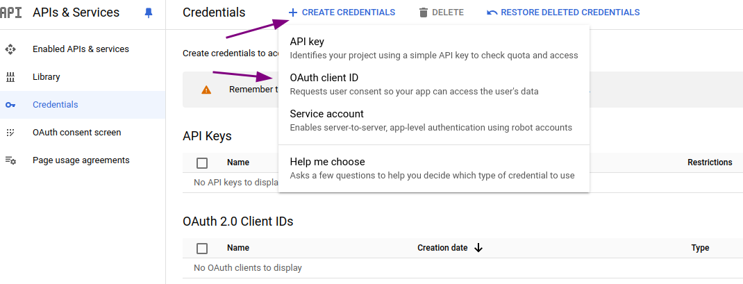 gsuite create credentials