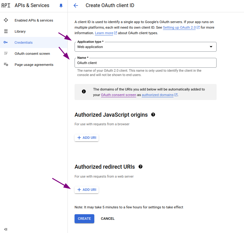 gsuite create oauth client