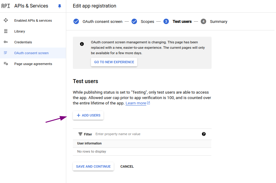 gsuite test users