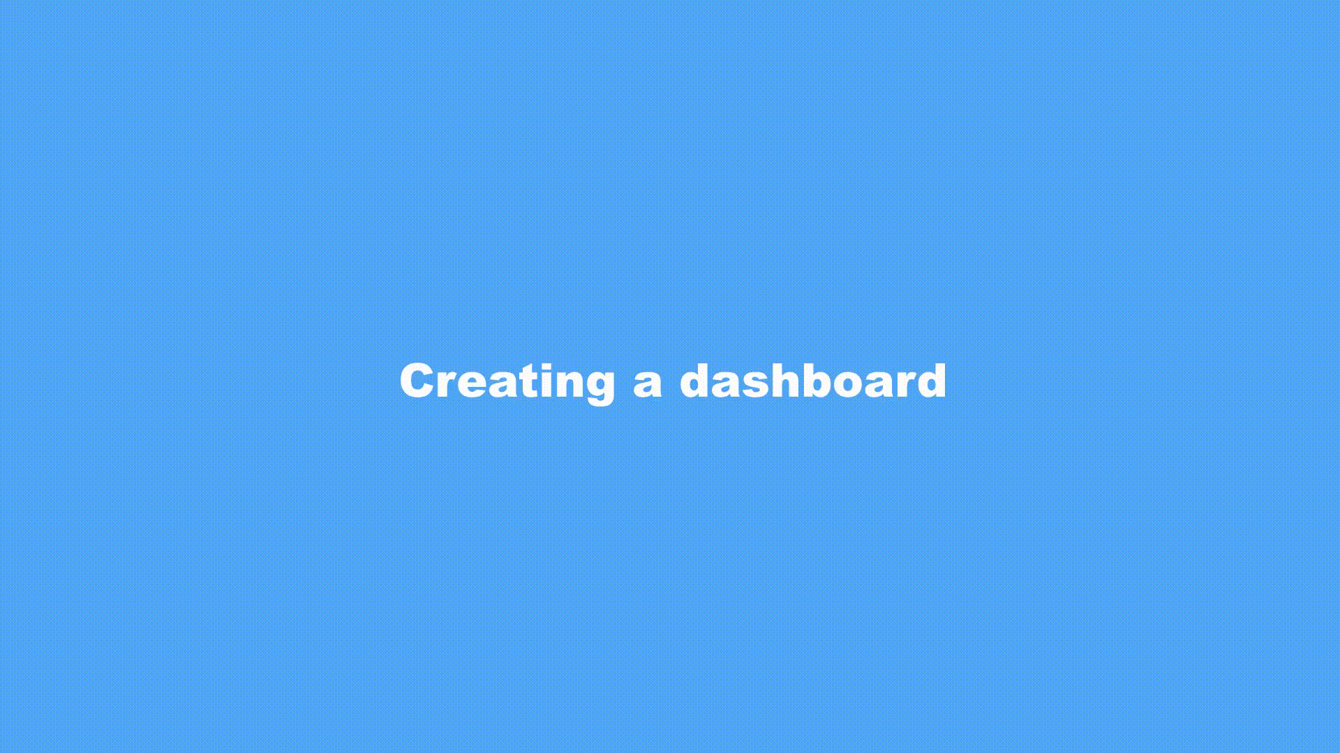 animation with sequence of steps to create a dashboard