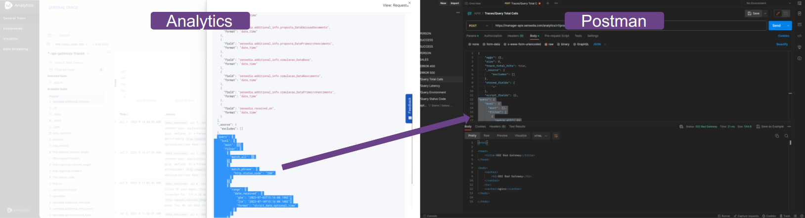 image of general trace and postman screens