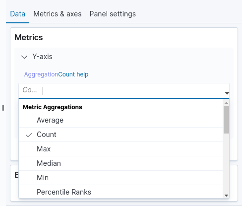 "detail from Visualize screen showing metrics selection