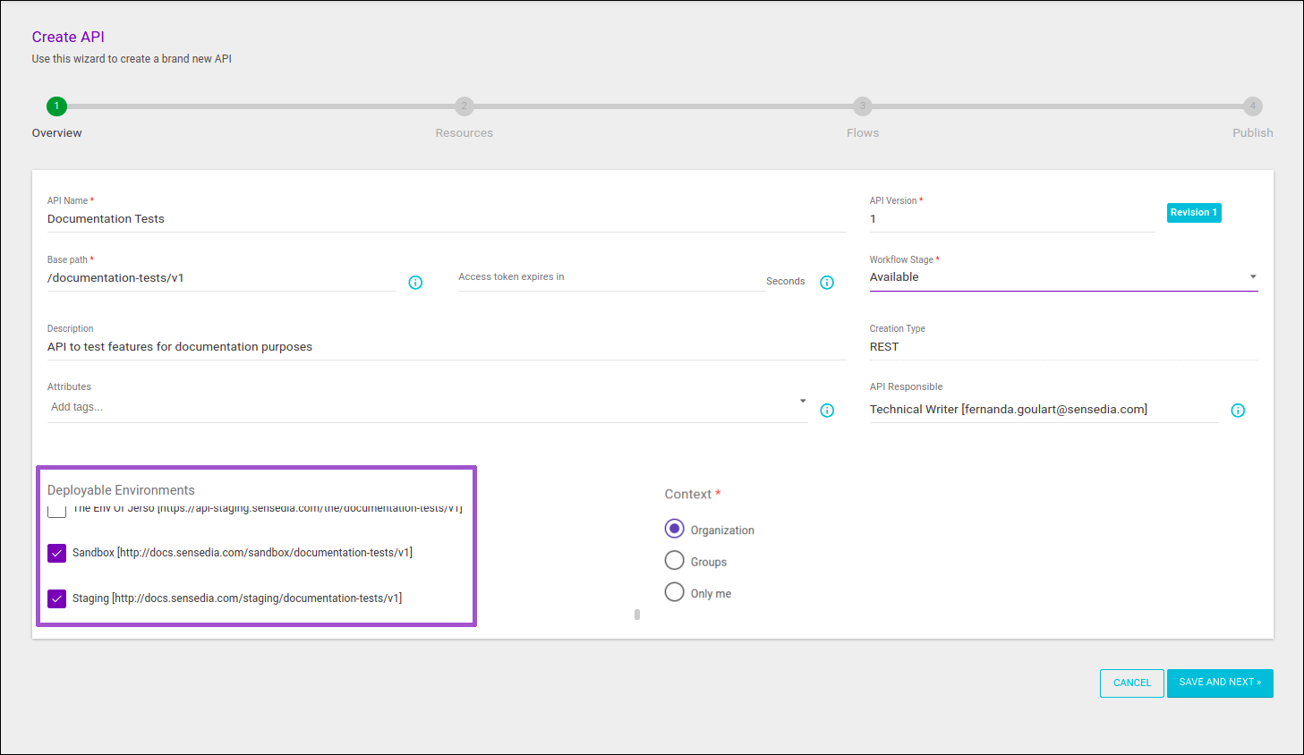 deploy single api create