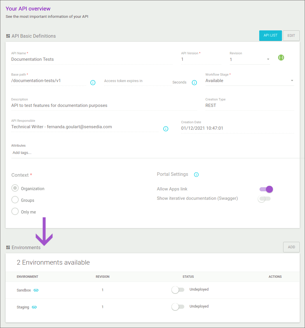 deploy single api overview