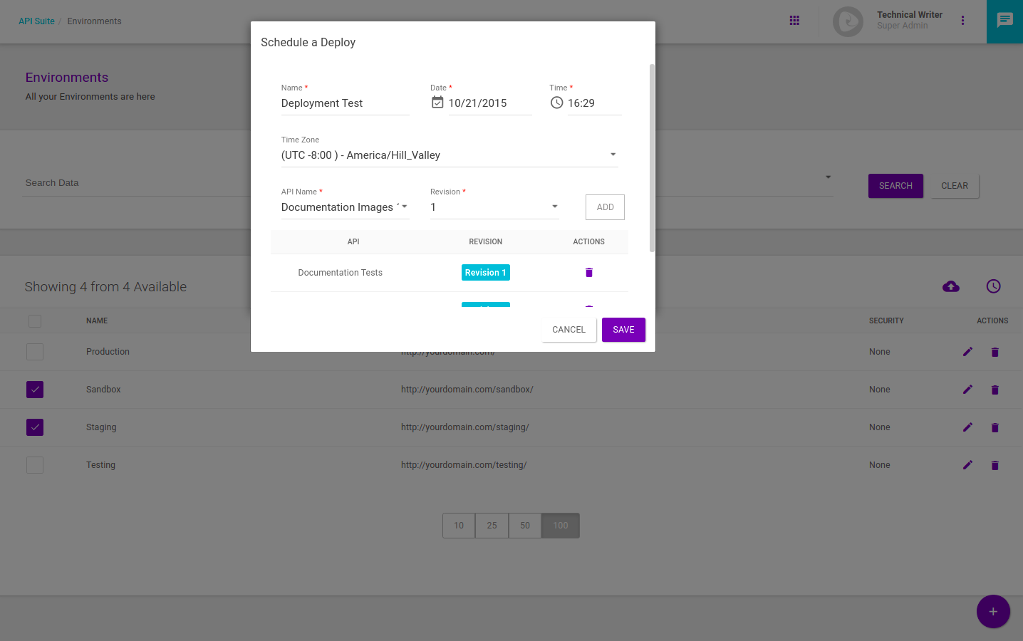 deploy env schedule