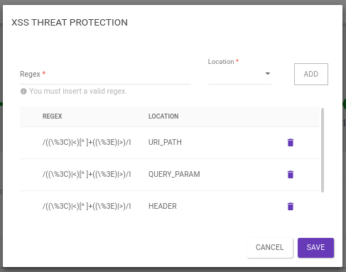 XSS Threat Protection  Sensedia Product Documentation
