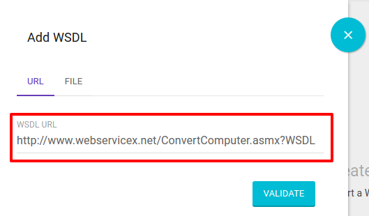 wsdl import url modal