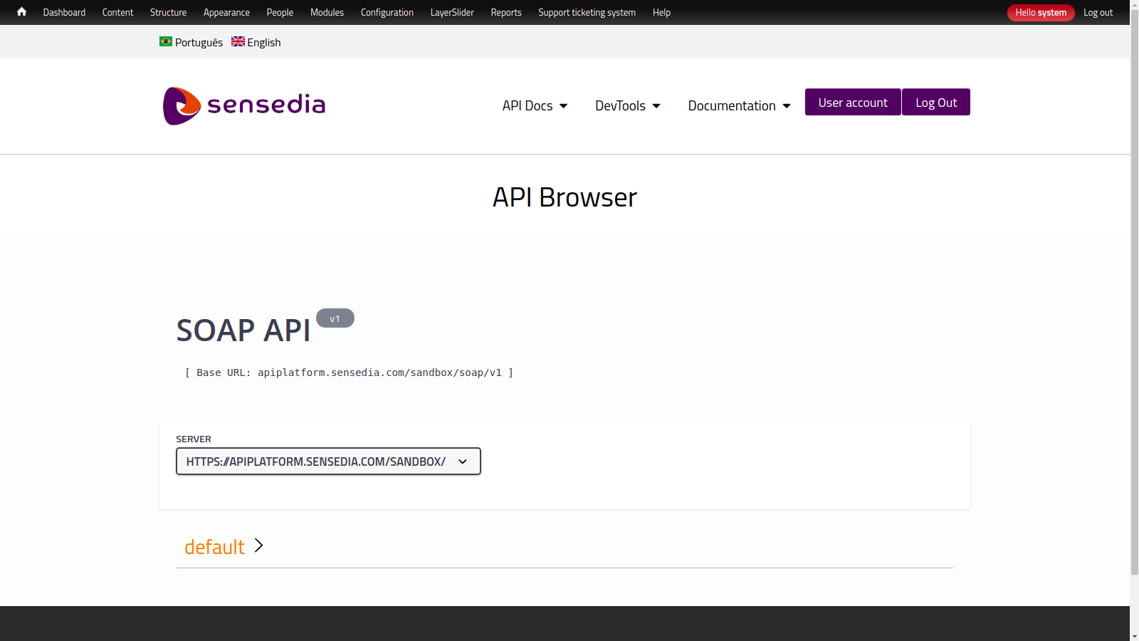 api browser en