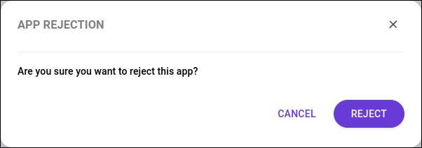 Rejection confirmation window