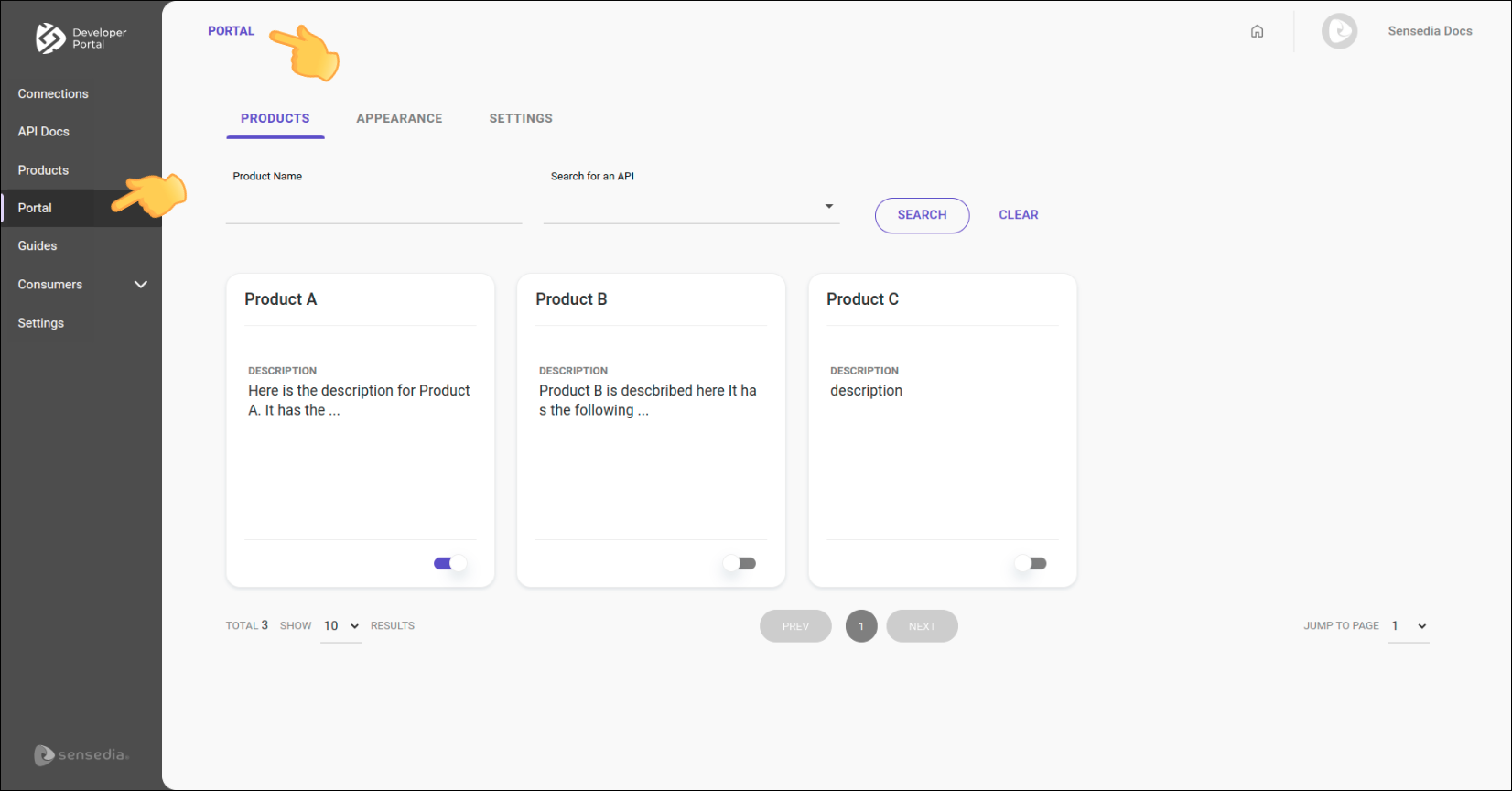 Portal screen from Portal Manager