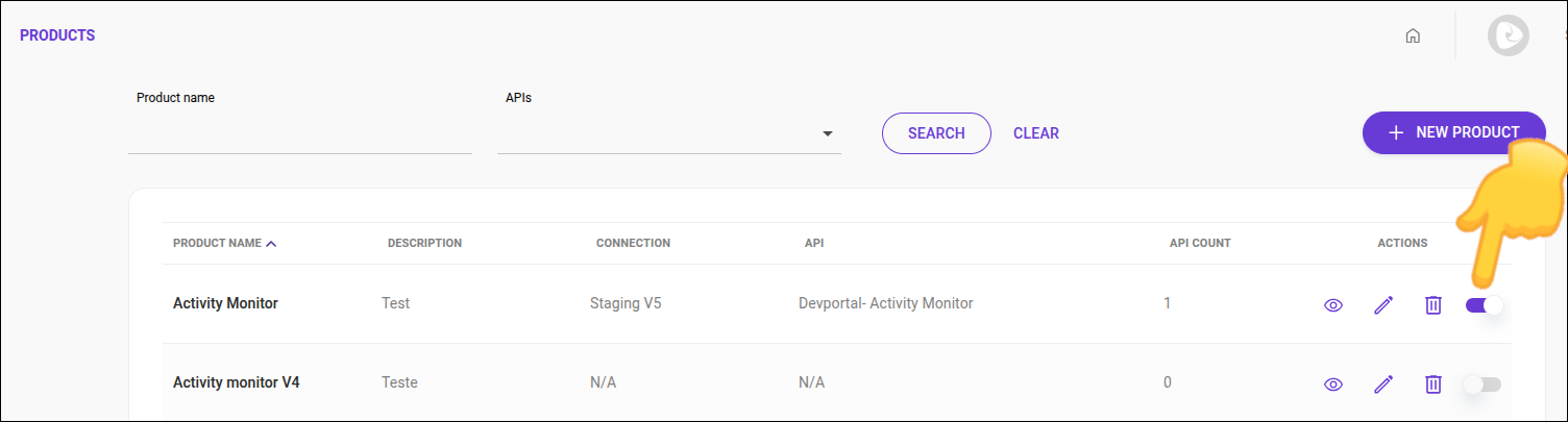 toggle button on