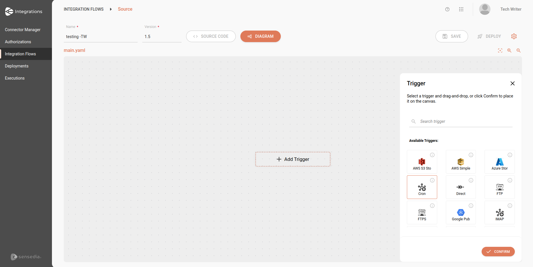 diagram source flow add trigger