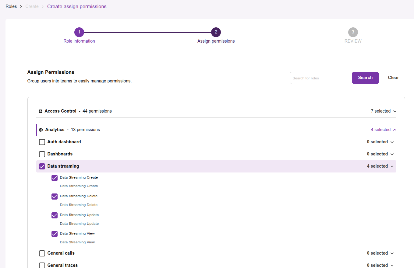 énfasis en la pantalla Assign Permissions