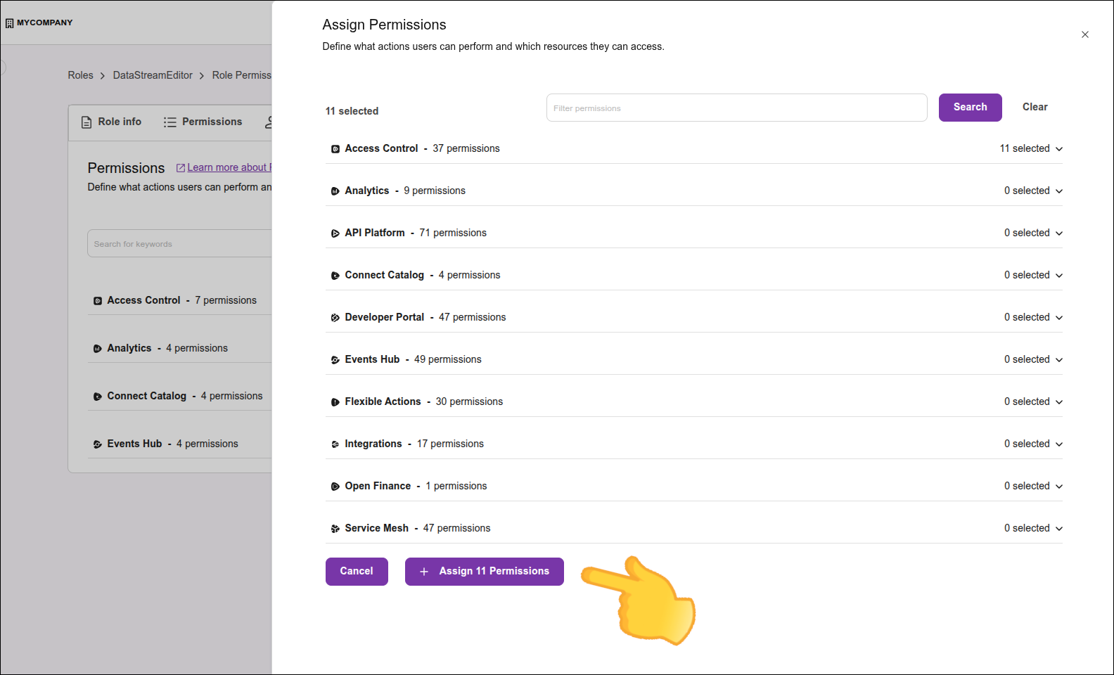 énfasis en el botón Assign Permissions