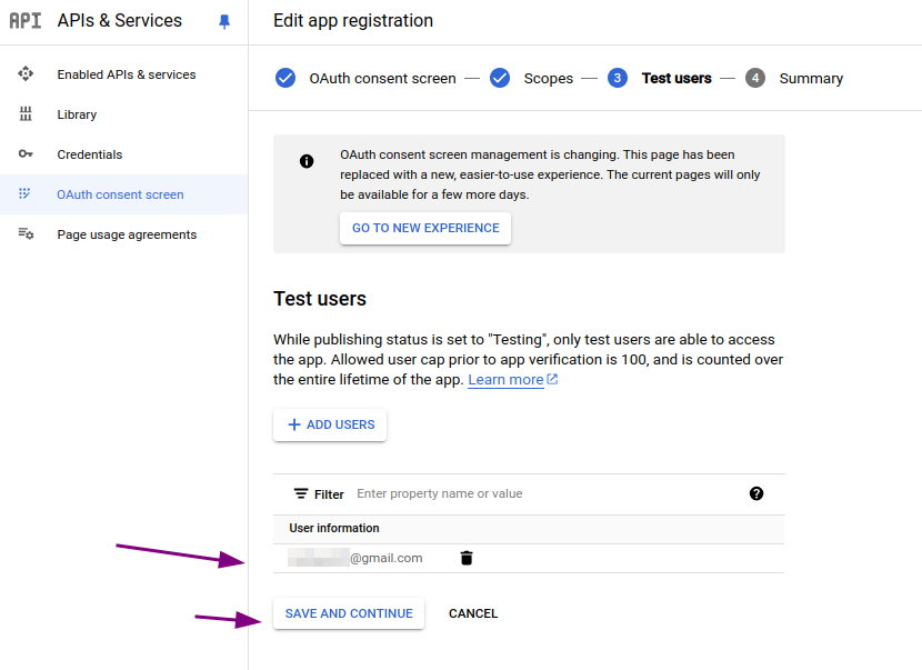 gsuite test users new user