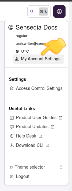imagen de la pantalla con énfasis en My Account Settings