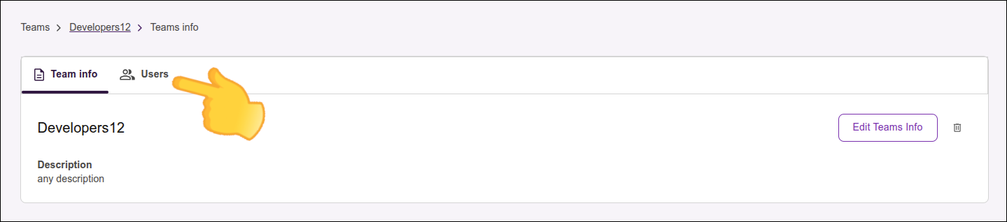 énfasis en la pestaña Users