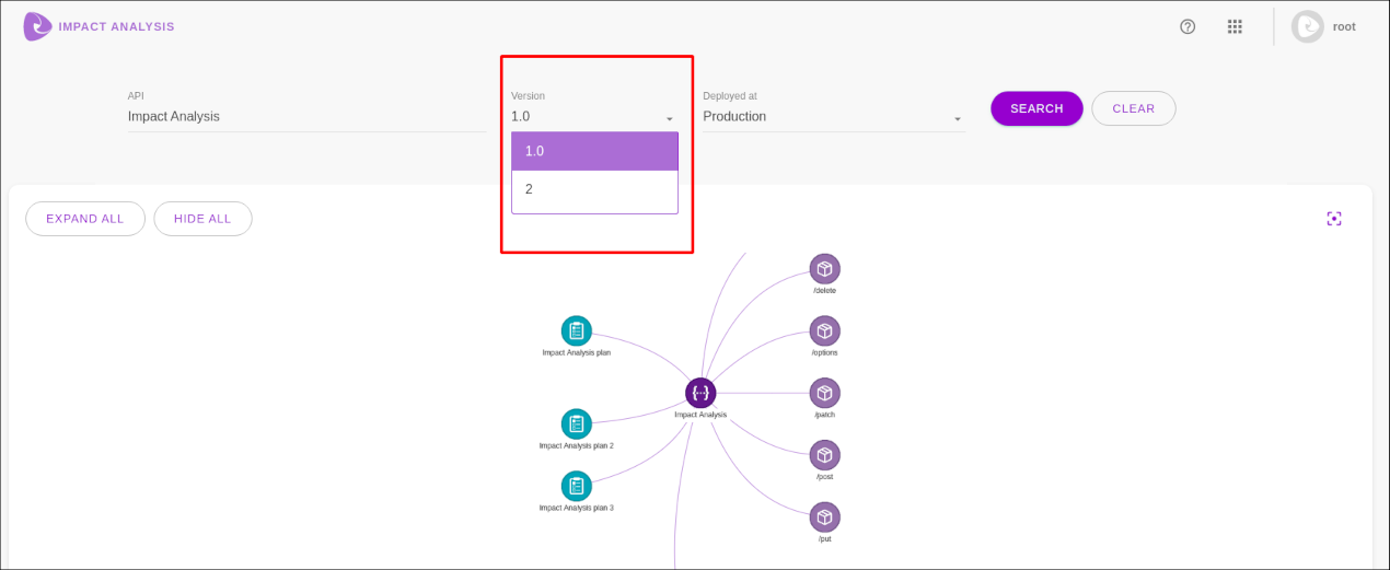 impact analysis version selection