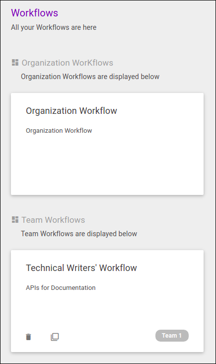 workflows cards