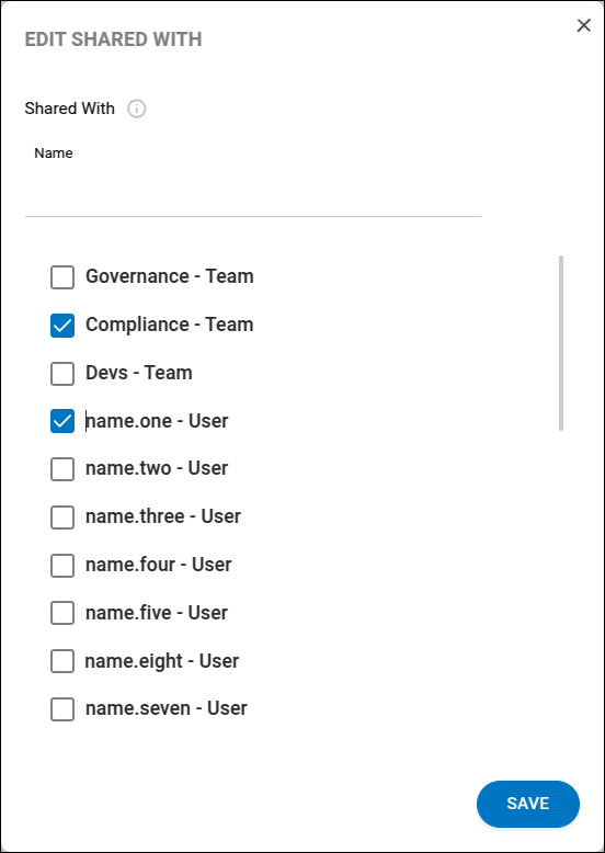 pantalla para cambiar los usuarios con los que se comparte la API