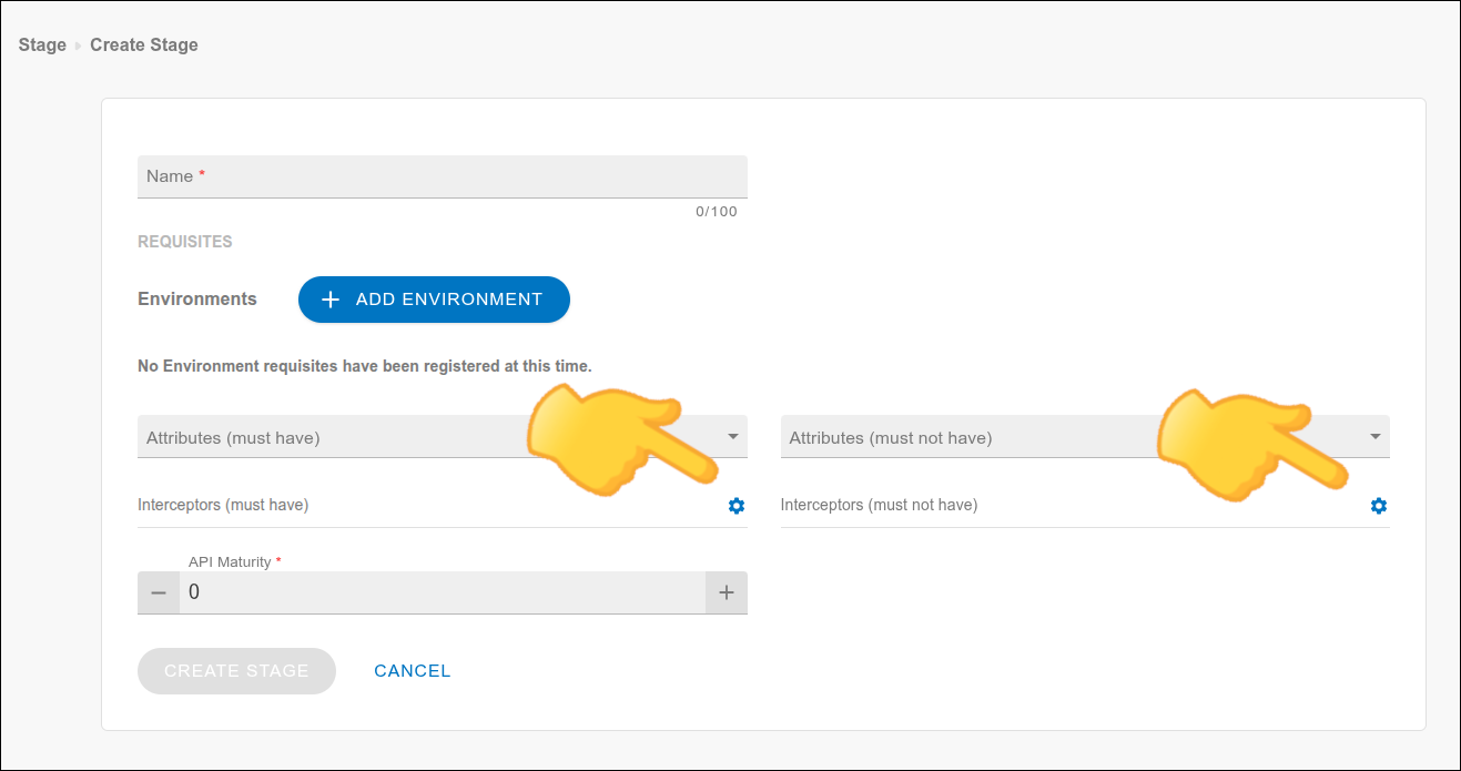 Botón de configuraciones de interceptores