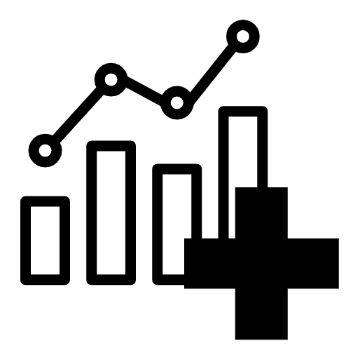 icono que representa un gráfico con un signo de adición, representando la creación de una nueva visualización