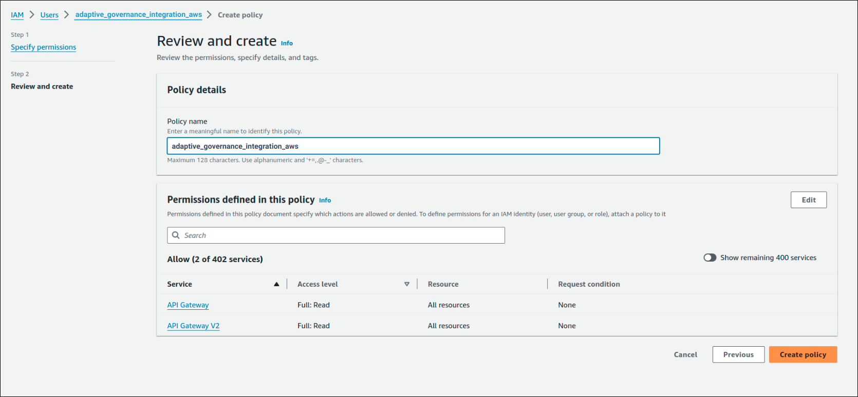 pantalla create and review