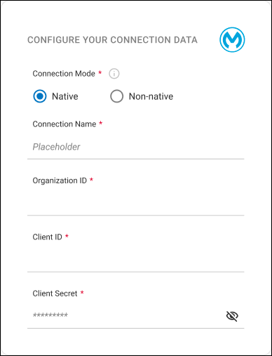 detalle de la pantalla de creación de conexión nativa etapa 2 Mulesoft
