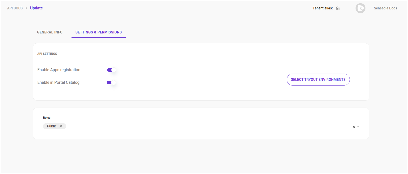 pestaña Settings and Permissions