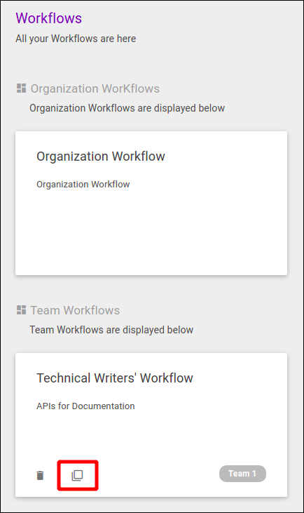 workflows cards