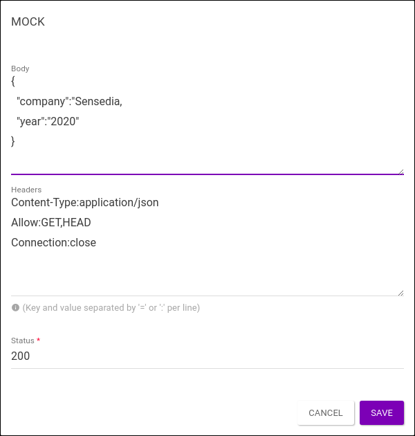 Exemplo de configuração do interceptor Mock