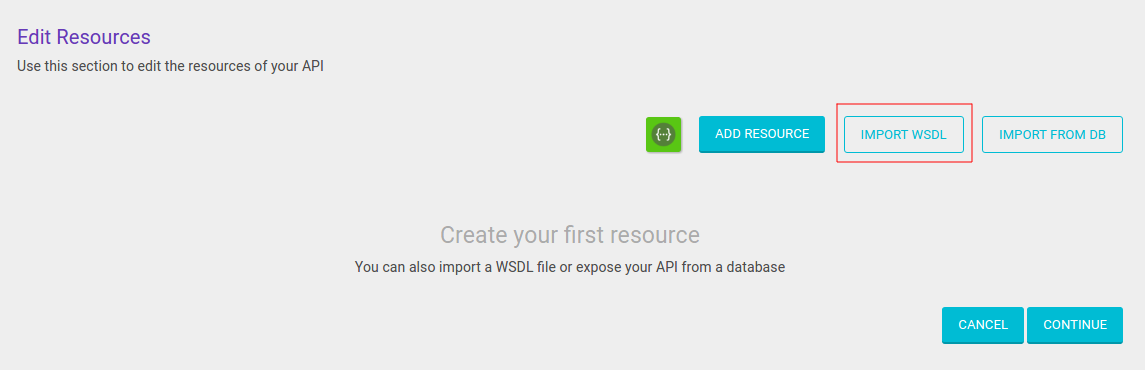 wsdl import button