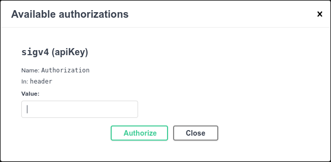 modal de autorizações disponíveis